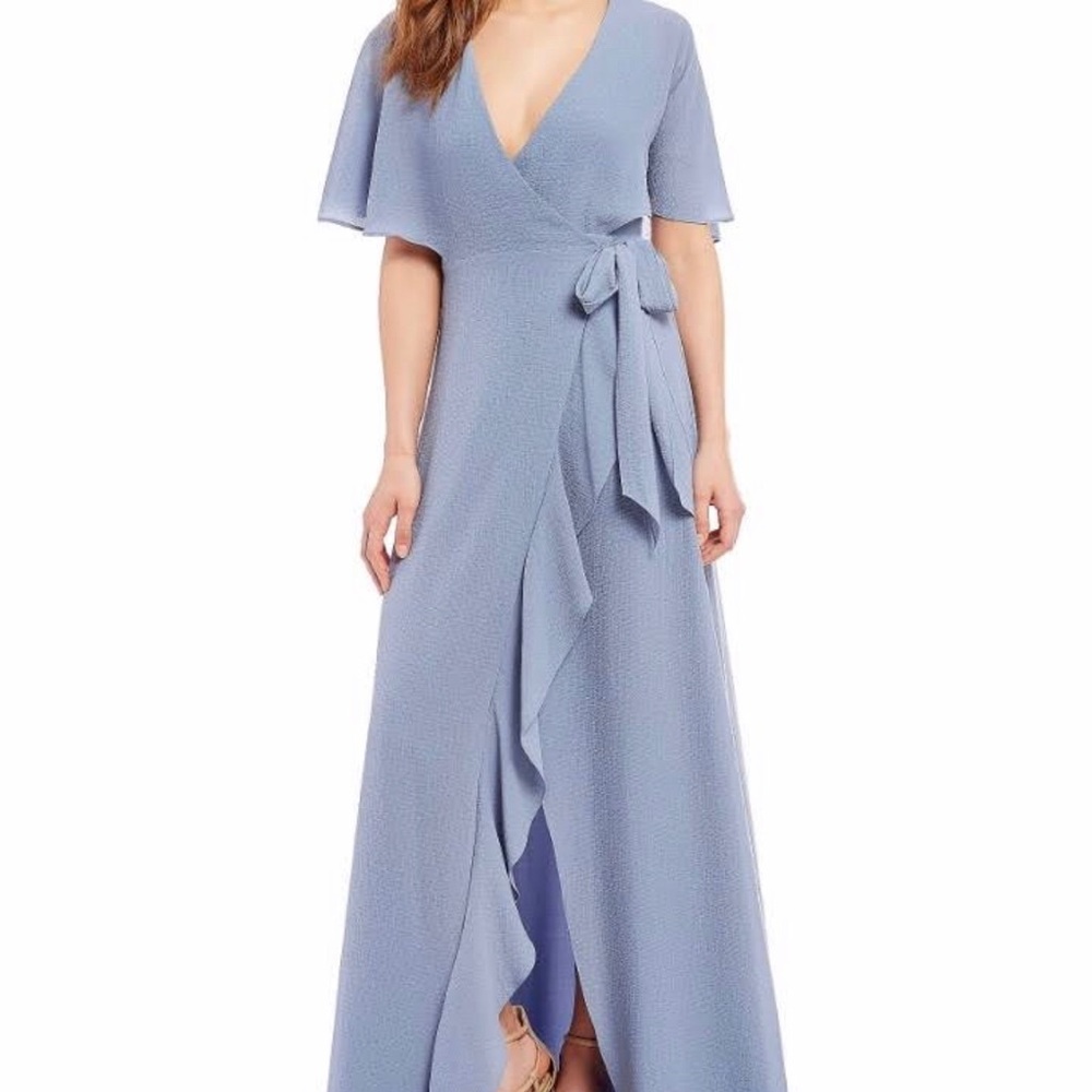 Halston long blue wrap dress - worn once!
